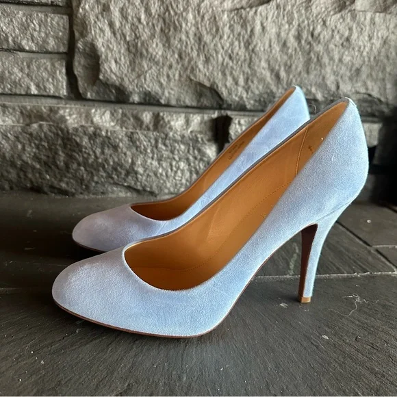 J. Crew Light Blue Suede Heels - Picture 2 of 6